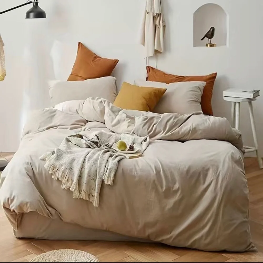 Full Size Duvet Cover Set 2 Pillowcases Taupe Stone Color Bedding NEW